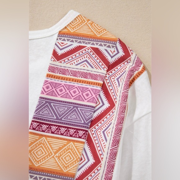Bohemian White and Orange Tunic Top - Picture 6 of 15